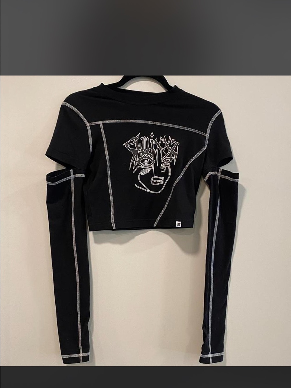 SWIXXZ Anime Black Long Sleeve Crop T-Shirt SZ SMALL - Picture 2 of 3
